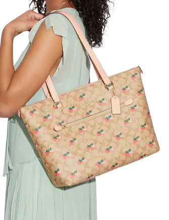 Coach Gallery Tote In Signature Canvas With Strawberry Print Coach Gallery Tote In Signature Canvas With Strawberry Print
