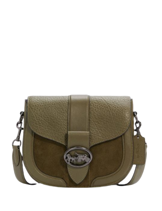 Coach Georgie Mixed Leather and Suede Saddle Bag Brixton Baker