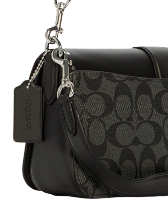 NWT Coach 5605 Georgie Shoulder Bag in Black Multi Signature Canvas With  Rivets