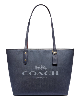 Horse and carriage jacquard city zip tote Clearance