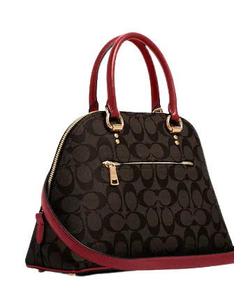 Coach Katy Satchel in Signature Canvas Brown/Red 