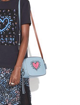 COACH x Keith Haring Leather Sequin Heart Coin Pouch