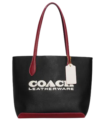 Coach Colorblock Leather Kia Logo Tote Bag - Black