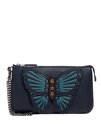 Coach Large Wristlet With Butterfly Applique