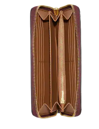 Coach Long Zip Around Wallet In Signature Canvas With Varsity Motif