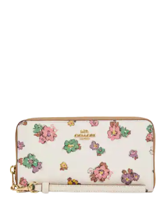 Coach wallet pink flowers best sale