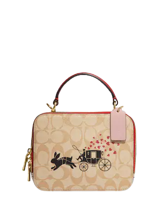 Coach Small Lunar New Year Rabbit Carriage Signature Box Crossbody Bag