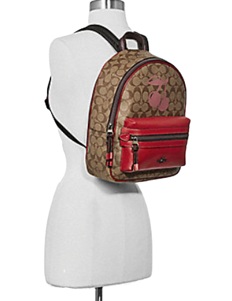 Coach Medium Charlie Backpack in Signature Canas With Cherry Motif