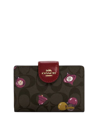 Coach Medium Corner Zip Wallet In Signature Canvas With Ornament Print