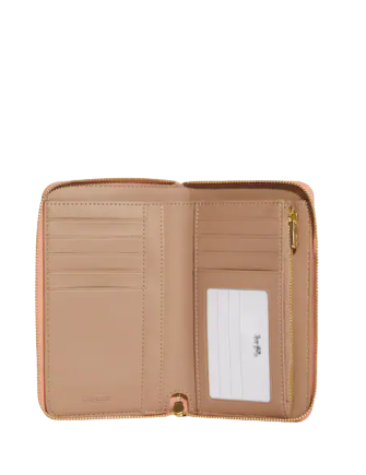 Coach Medium Id Zip Wallet With Floral Whipstitch
