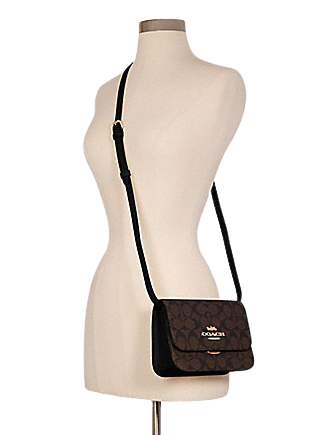 Coach mini brynn crossbody in signature canvas brown black Clearance