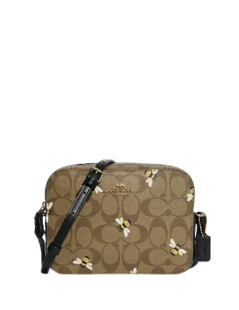 Coach Bags | Coach Mini Camera Bag in Signature Canvas with Bee Print | Color: Brown/Gold | Size: Mini | 1000bags's Closet