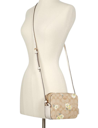 Coach Mini Camera Bag In Signature Canvas With Daisy Print Coach Mini Camera Bag In Signature Canvas With Daisy Print