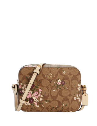 Coach Mini Camera Bag In Signature Canvas With Evergreen Floral