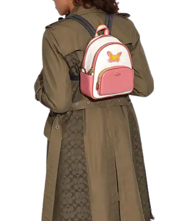 Coach Mini Court Backpack In Signature Canvas With Butterfly