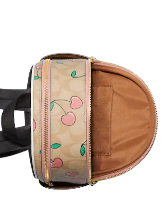 coach 55628 bandana rivet leather mini campus backpack Coach Mini Court Backpack In Signature Canvas With Heart Cherry Print