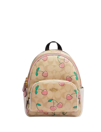 Coach Mini Court Backpack In Signature Canvas With Heart Cherry Coach Mini Court Backpack In Signature Canvas With Heart Cherry