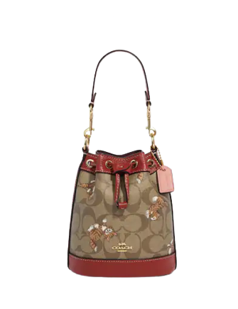 Coach Mini Dempsey Bucket Bag In Signature Canvas With Dancing Coach Mini Dempsey Bucket Bag In Signature Canvas With Dancing