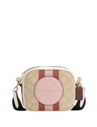 COACH Mini Signature Jacquard Small Wristlet in Brown