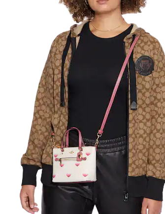 Coach Gallery Mini Heart Leather Crossbody Purse Bag