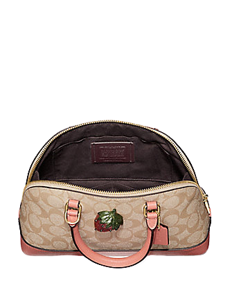 Coach Brown/Pink Signature Coated Canvas and Leather Mini Sierra Satchel  Coach