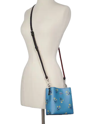 Coach Bags | Coach Mini Town Bucket Bag with Floral Bow Print | Color: Blue | Size: Os | Supremethriftca's Closet