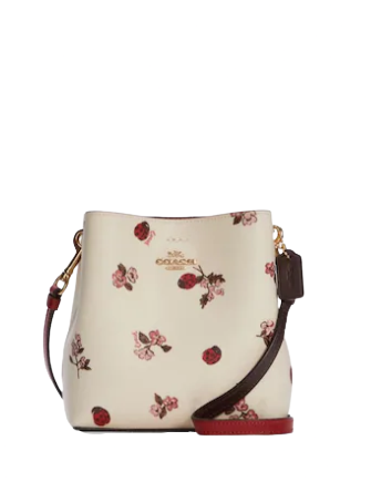 COACH Small Town Bucket Bag With Heart Floral Print