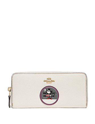 Coach Minnie Mouse Slim Accordion Zip Wallet With Patch