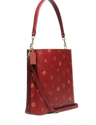 coach f66879 mini charlie backpack tossed peony floral oxblood Coach Mollie Bucket Bag With Peony Print