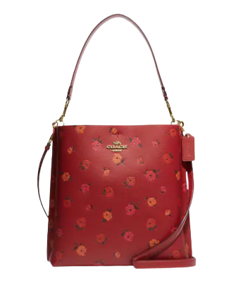 coach f66879 mini charlie backpack tossed peony floral oxblood Coach Mollie Bucket Bag With Peony Print
