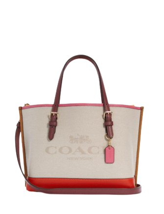 Coach C4085 Mollie Tote 25 in Colorblock NATURAL/MANGO Multi