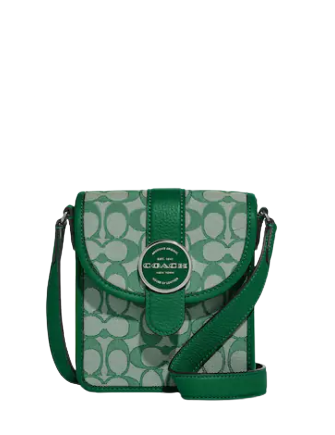 Coach Bags | Coach NorthSouth Lonnie Crossbody in Signature Jacquard Green | Color: Green/Silver | Size: Os | 1000bags's Closet