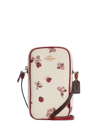 Coach North South Zip Phone Crossbody With Ladybug Floral Coach North South Zip Phone Crossbody With Ladybug Floral