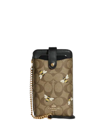 Coach Phone Crossbody in Signature Canvas with Bee Print