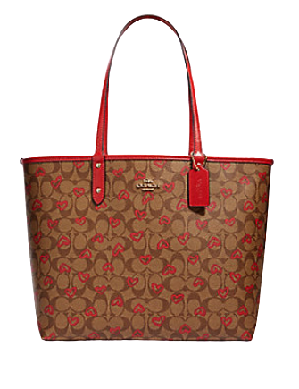 Coach Reversible City Tote in Signature Canvas With Crayon Heart Print Brixton Baker