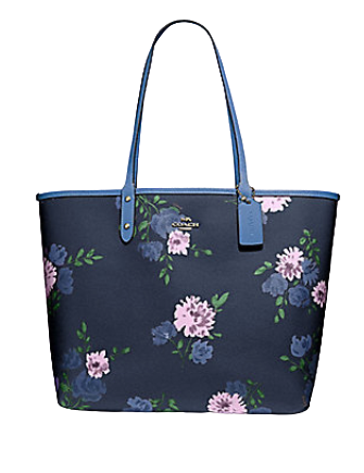 Coach Reversible City Tote in Signature Canvas With Peony Print Coach Reversible City Tote in Signature Canvas With Peony Print