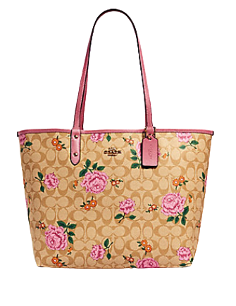 Coach Reversible City Tote in Signature Canvas With Prairie Rose Print