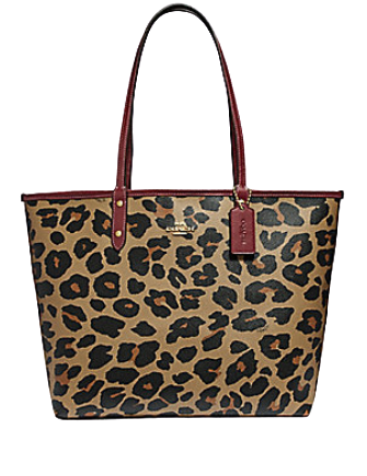 Reversible leopard print city tote bag sale