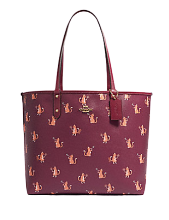 Coach Reversible City Tote With Party Cat Print