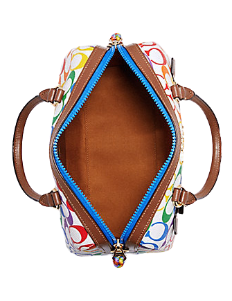 Coach Rowan Satchel in Rainbow Signature Print Canvas