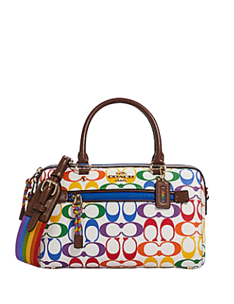 Coach Rowan Satchel in Rainbow Signature Print Canvas