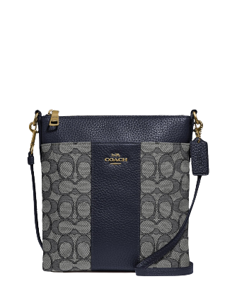 Coach signature jacquard kitt crossbody Clearance