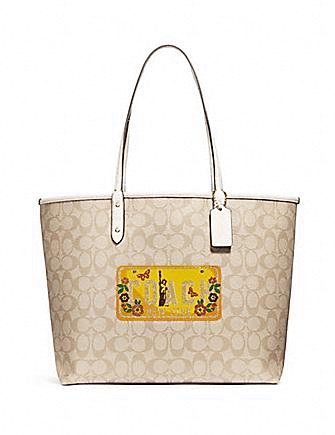 Coach reversible pvc city top signature tote