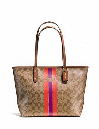 Coach Signature Varsity City Zip Top Tote