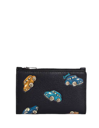 Coach Slim Bifold Card Wallet With Car Print