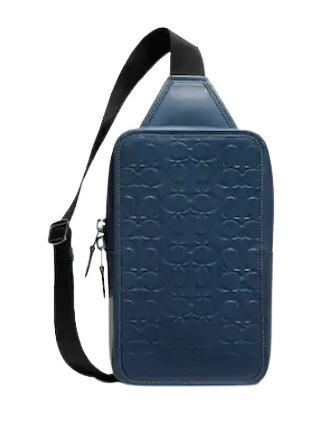 New Michael Kors Sullivan Large Leather navy Denim Messenger bag