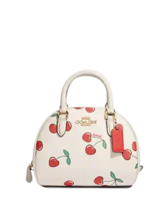 Coach Women s Sydney Satchel with Heart Cherry Print