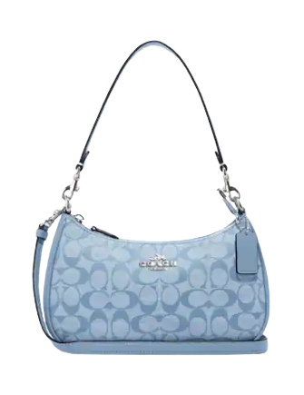 Coach Baby Blue Baguette Bag Coach Teri Shoulder Bag In Signature