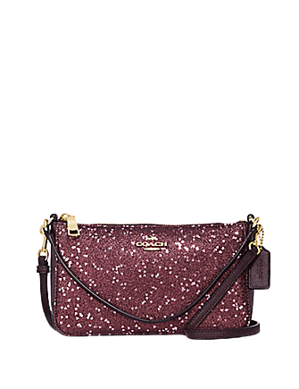 Coach Top Handle Pouch With Heart Glitter