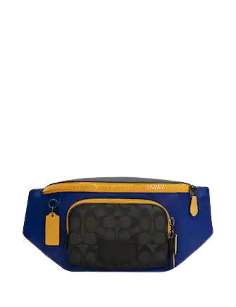 Coach saddle belt bag in colorblock signature canvas outlet